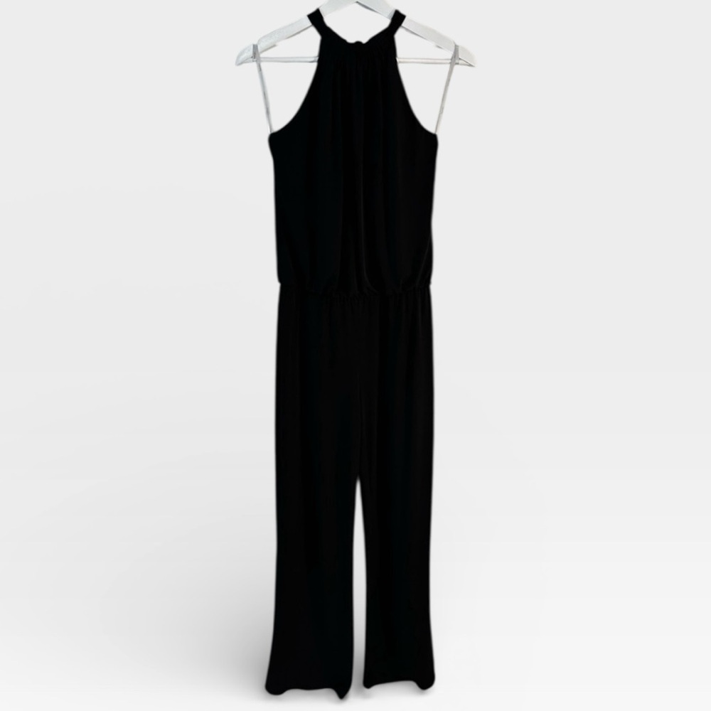 Laundry By Shelli Segal Black Halter Tie Neck Formal Casual  Jumpsuit Size 2